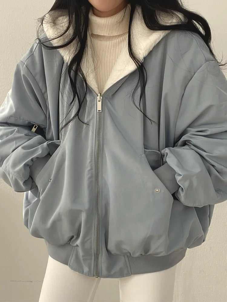 Casual Fleece Reversible Hoodie Jacket