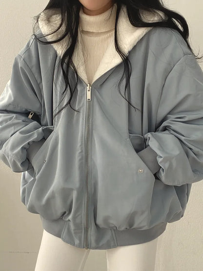 Casual Fleece Reversible Hoodie Jacket