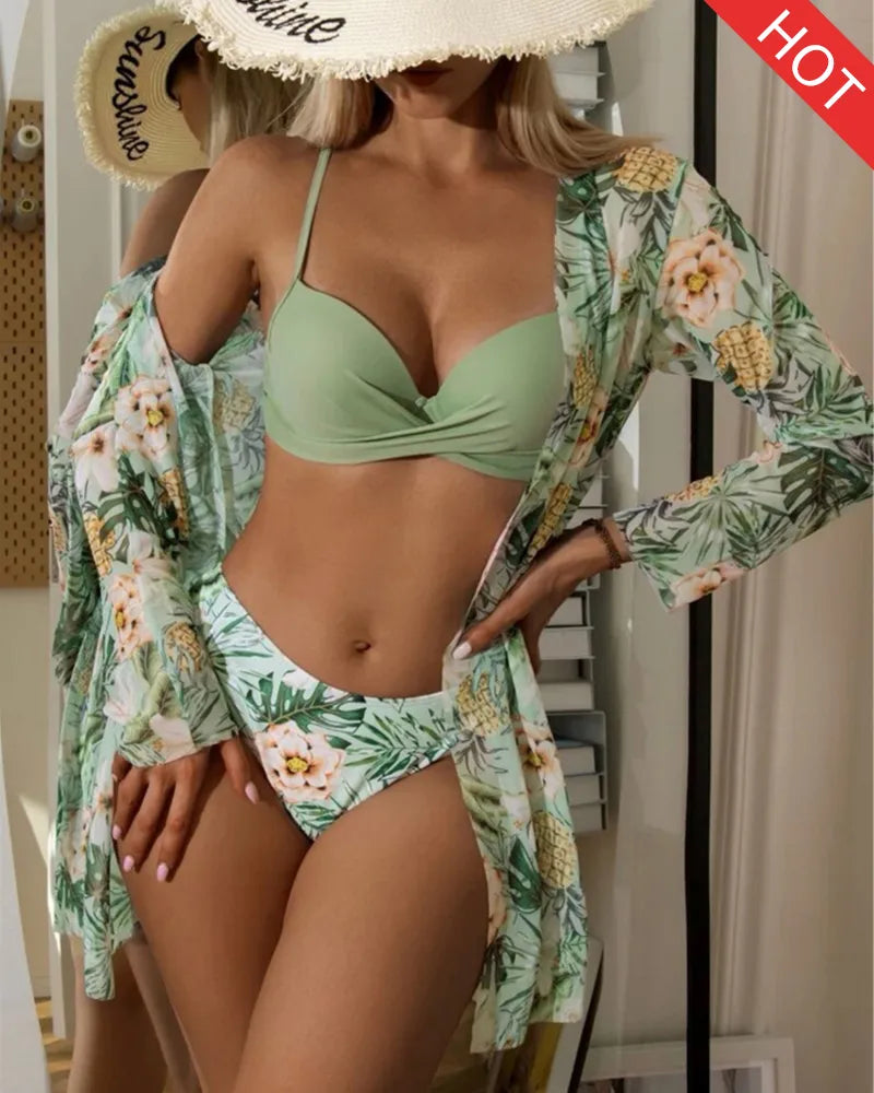 Bikini 3 pièces à fleurs | Greta Atelier™