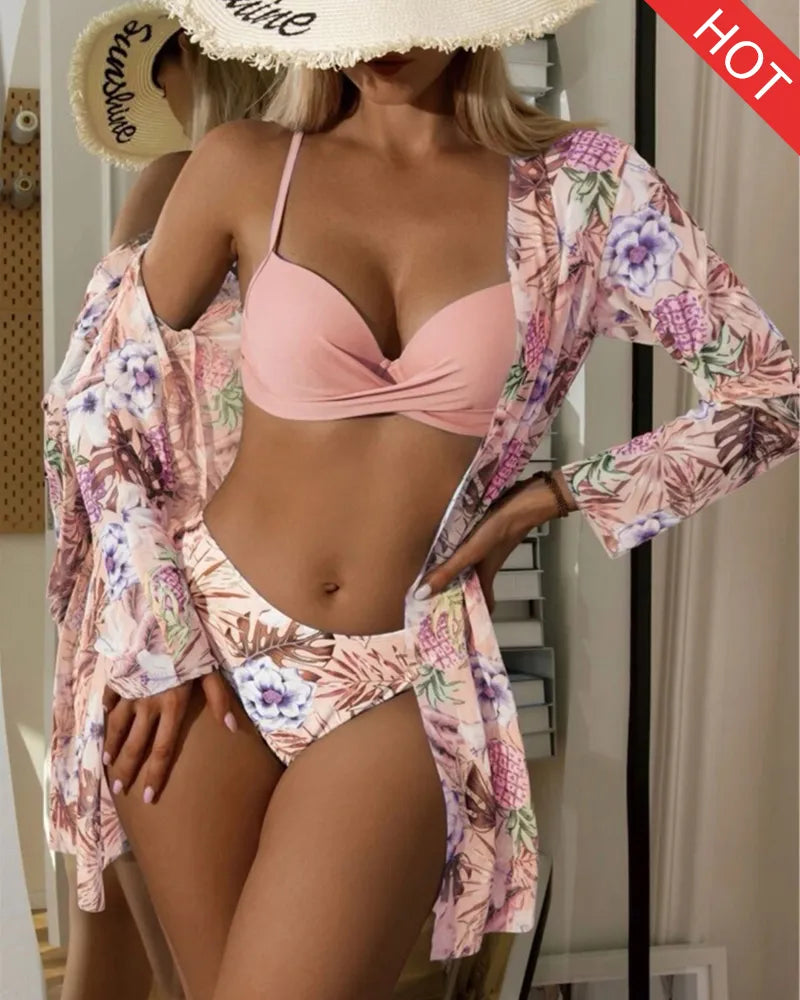 Bikini 3 pièces à fleurs | Greta Atelier™