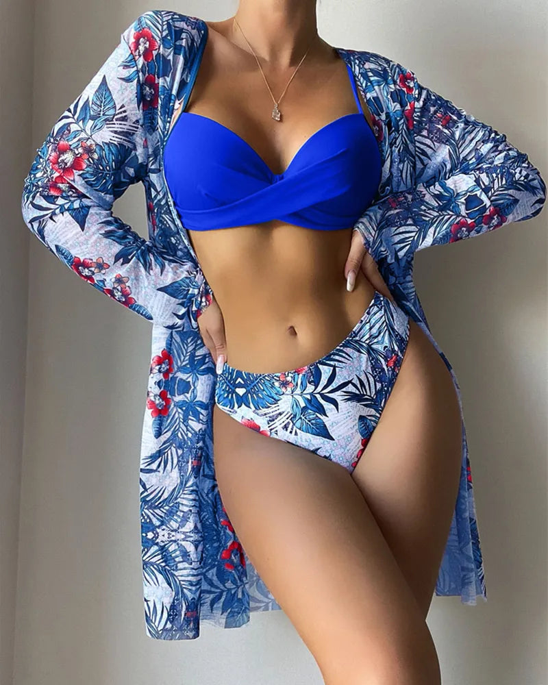 Bikini 3 pièces à fleurs | Greta Atelier™